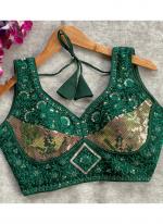 Vichitra Silk Green Party Wear Sequins Work Readymade Blouse